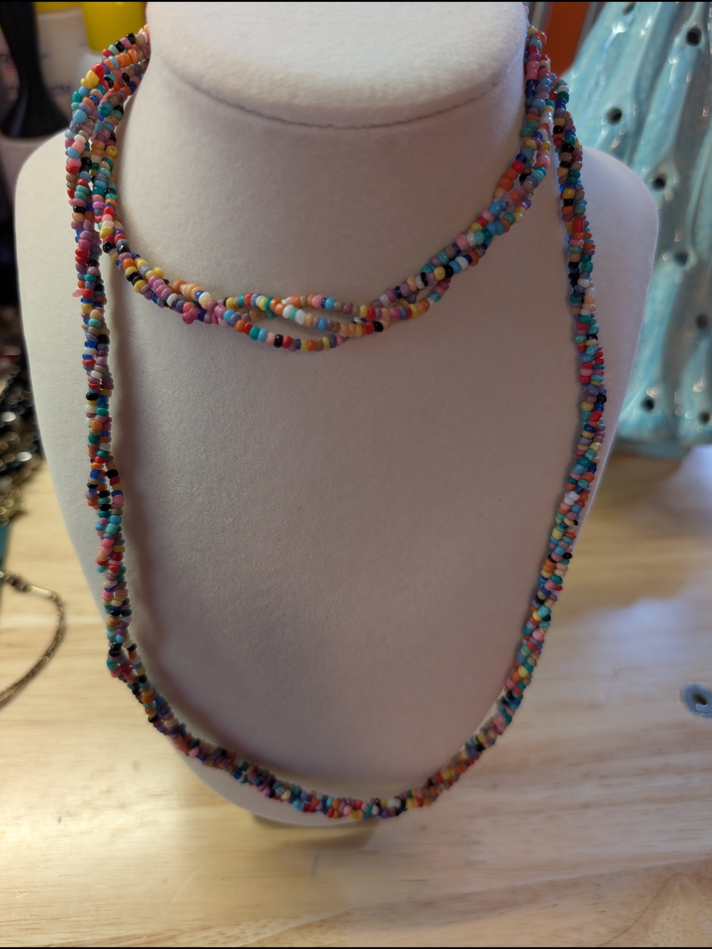 Multi-Color Seed Bead Layered Necklace - Unbranded